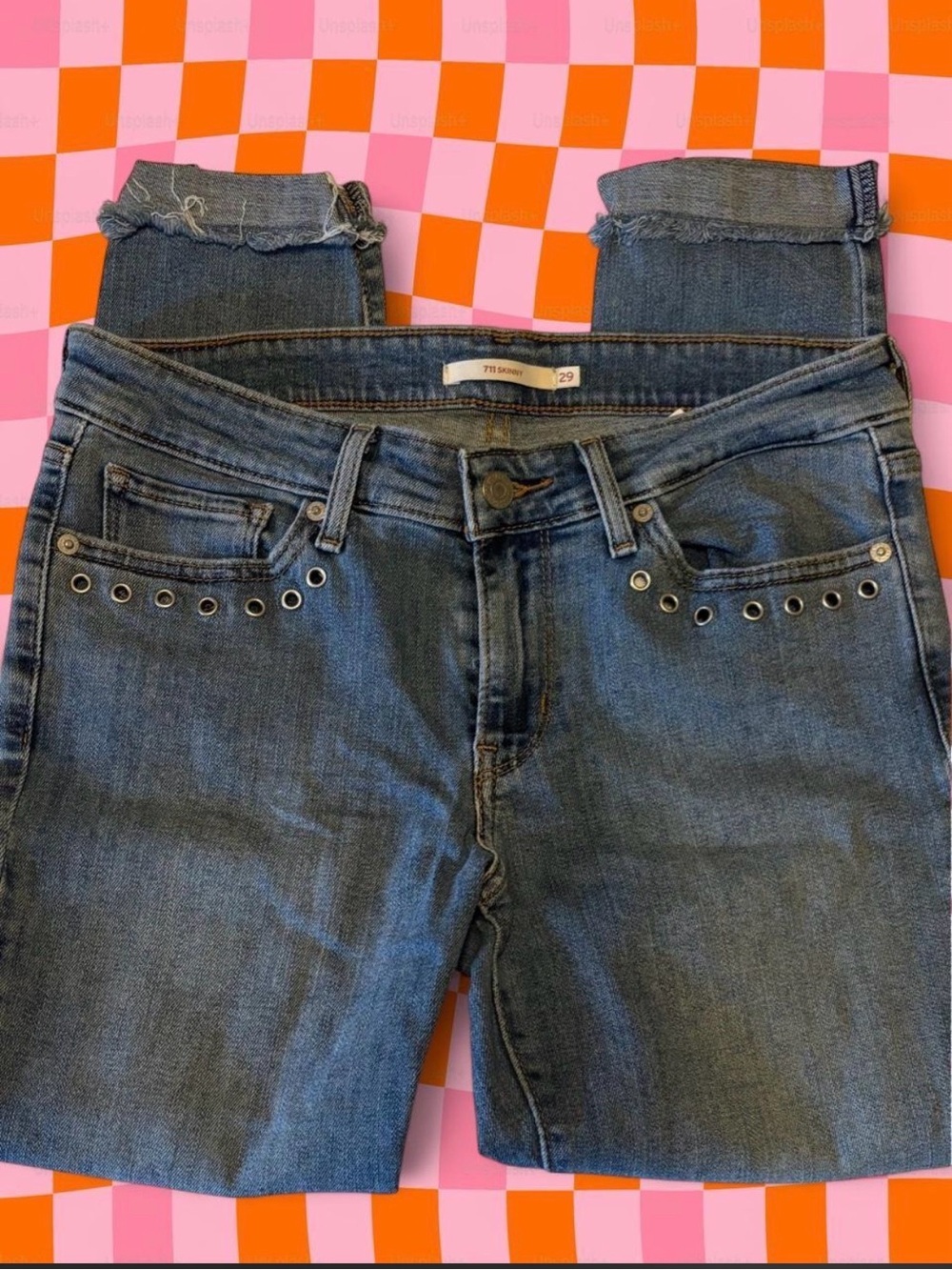 Levi's Blue Skinny Jeans with Grommet Detail
